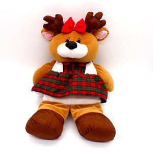 Gibson Greetings 1995 Christmas Reindeer Plush Dress Nylon Stuffed Animal Toy